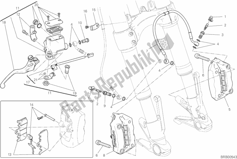 Alle onderdelen voor de Voorremsysteem van de Ducati Monster 821 Thailand 2020